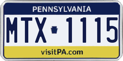 PA license plate MTX1115