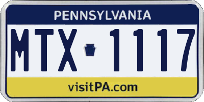 PA license plate MTX1117