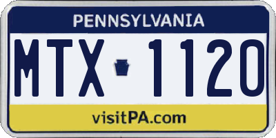 PA license plate MTX1120