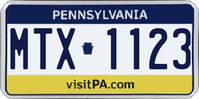 PA license plate MTX1123