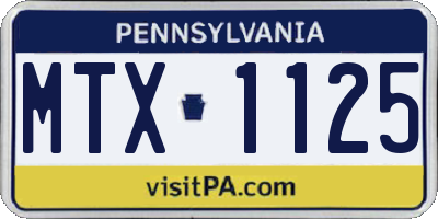PA license plate MTX1125