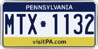 PA license plate MTX1132