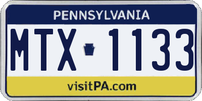 PA license plate MTX1133