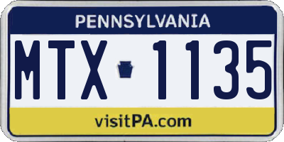 PA license plate MTX1135