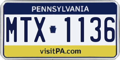 PA license plate MTX1136