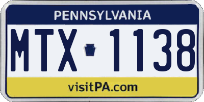 PA license plate MTX1138