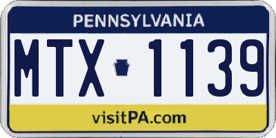 PA license plate MTX1139