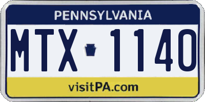 PA license plate MTX1140