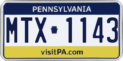 PA license plate MTX1143