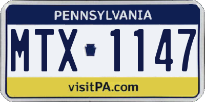 PA license plate MTX1147