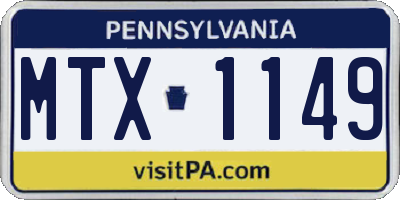 PA license plate MTX1149