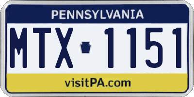 PA license plate MTX1151