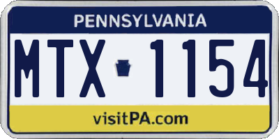 PA license plate MTX1154