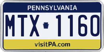 PA license plate MTX1160
