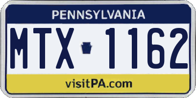 PA license plate MTX1162