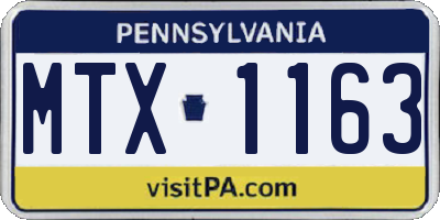 PA license plate MTX1163