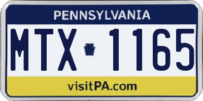 PA license plate MTX1165