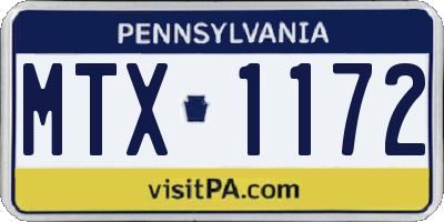PA license plate MTX1172