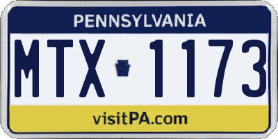 PA license plate MTX1173