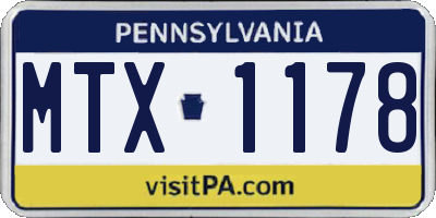 PA license plate MTX1178