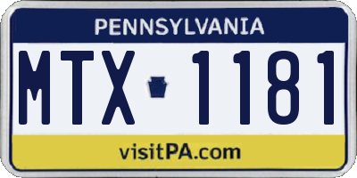 PA license plate MTX1181