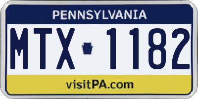 PA license plate MTX1182