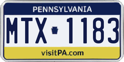 PA license plate MTX1183