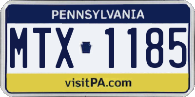 PA license plate MTX1185