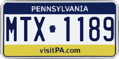 PA license plate MTX1189