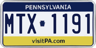PA license plate MTX1191