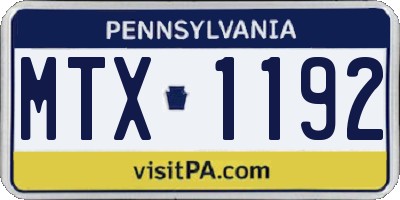 PA license plate MTX1192