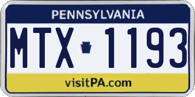 PA license plate MTX1193