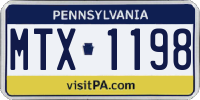 PA license plate MTX1198