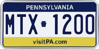 PA license plate MTX1200