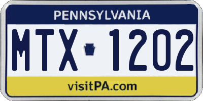 PA license plate MTX1202