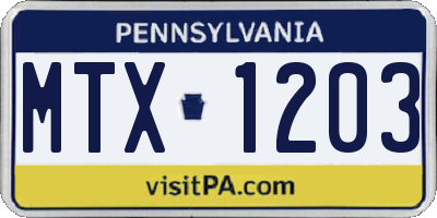 PA license plate MTX1203
