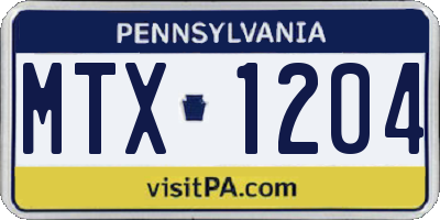 PA license plate MTX1204
