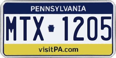PA license plate MTX1205
