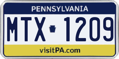 PA license plate MTX1209