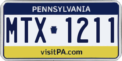 PA license plate MTX1211