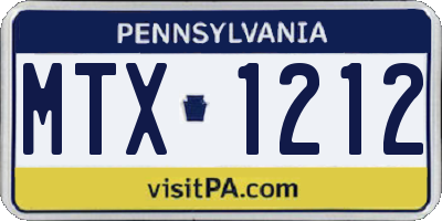 PA license plate MTX1212
