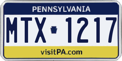 PA license plate MTX1217