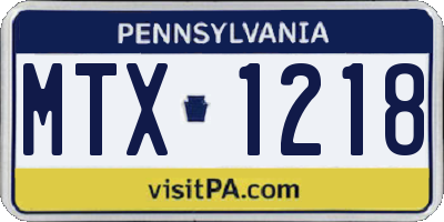 PA license plate MTX1218