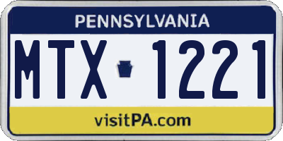 PA license plate MTX1221