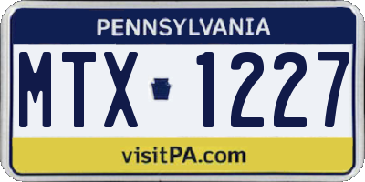 PA license plate MTX1227