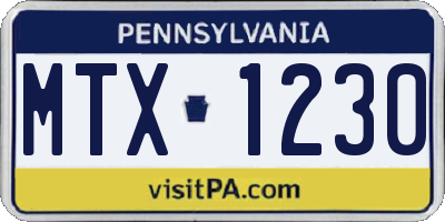 PA license plate MTX1230