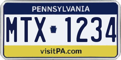 PA license plate MTX1234