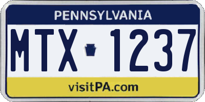 PA license plate MTX1237