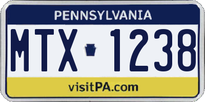 PA license plate MTX1238