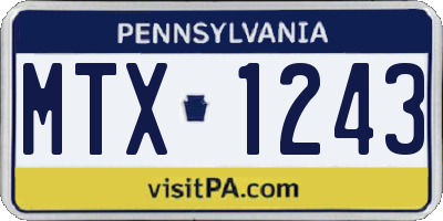PA license plate MTX1243